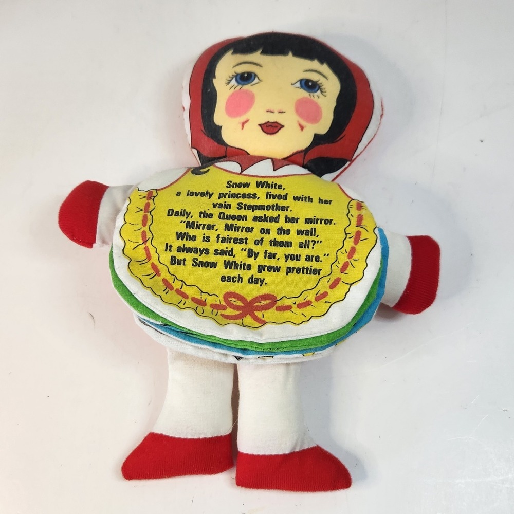 Vintage Snow White Story Book Rag Cloth 9" Doll with Flip Up Skirt/Face Plush